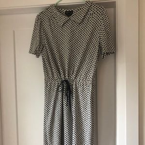 Agnes B polka dot jersey drawstring dress